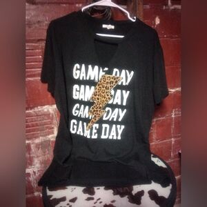 Maurices Black Game Day Tee with Leopard Accent